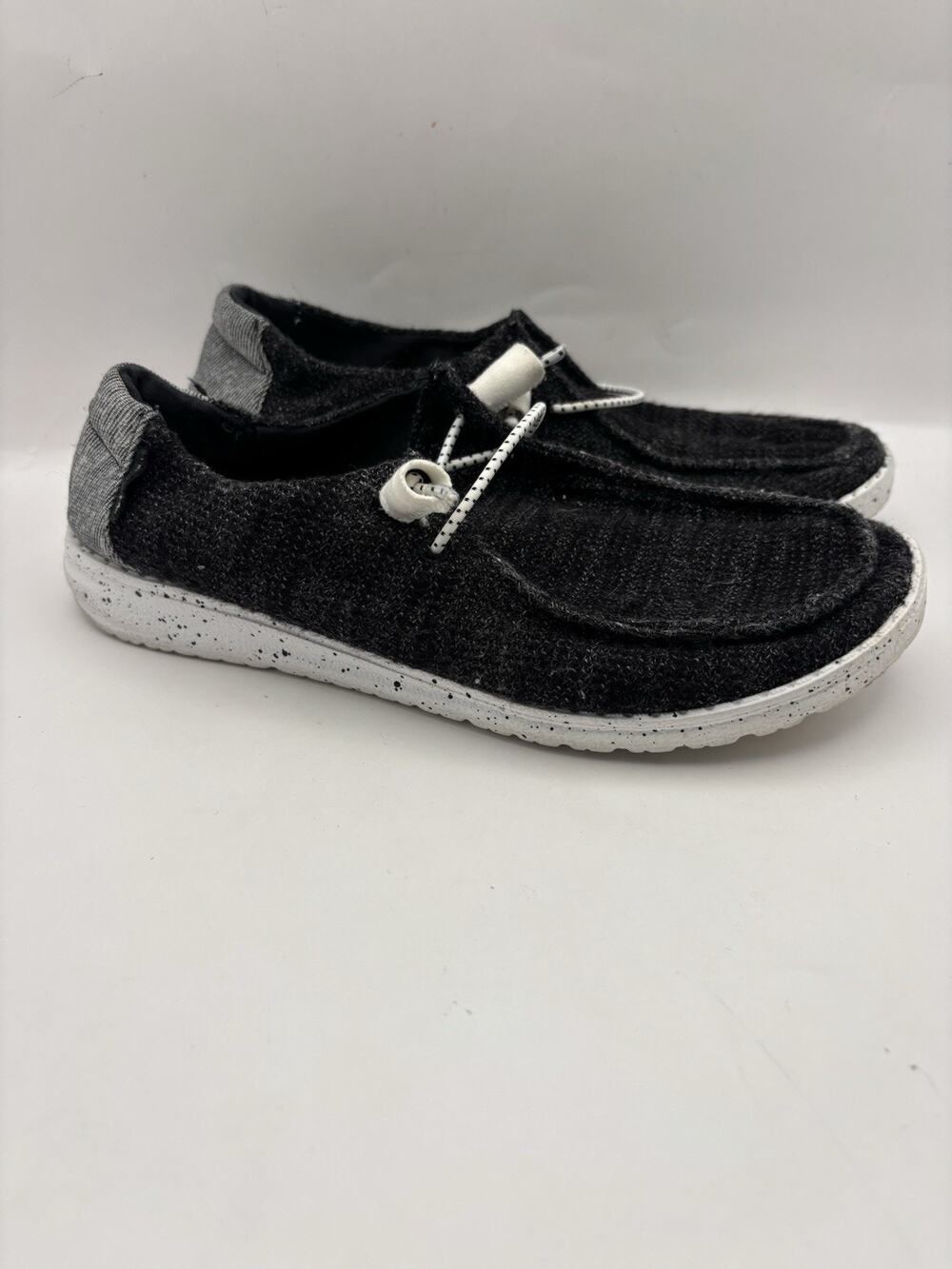 Hey Dude Wendy Black White Slip On Shoes Women Size 7